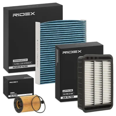 Produktbild von RIDEX Filterset Inspektionspaket Filtersatz für MITSUBISHI Outlander II SUV (CWW) Lancer VIII Schrägheck (CXA) Lancer VIII Limousine (CYA, CZA)