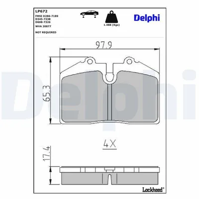 Produktbild von DELPHI Bremsbeläge Satz Bremsklötze für AUDI 80 Avant (8C5, B4) LP672