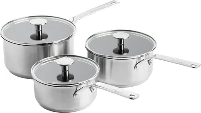 Zdjęcie produktu dla KitchenAid ze stali nierdzewnej, rondel z uchwytem, zestaw 3-częściowy, nadający się do piekarnika