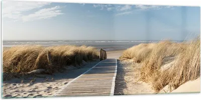 Produktbild von Bilder auf glas - Strand Meer Fußgängerbrücke Ufer - 120x50cm - Glasbilder - Wandbilder - Kunstdruck - zum Aufhängen bereit - Wanddekoration aus Glas - Glas Bilder - Wandbild auf Glas - GAB120x50-2657
