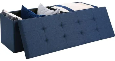 Immagine prodotto di Grande pouf blu con spazio contenitore – Panca – 120 litri