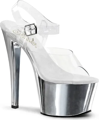 Produktbild von SKY-308 Damen Sandale von Pleaser, Transparent Silber , EU 35, US 5