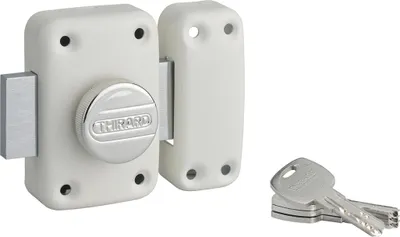 Image de Verrou à bouton Transit 2 pour porte d'entrée, cylindre 50mm, 4 clés, blanc - THIRARD