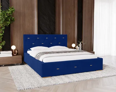 Obrázek produktu pro Čalouněné dvojlůžko 140x200 s úložným prostorem DANVILLE 2 - tmavé modré