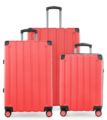 Immagine prodotto di HAUPTSTADTKOFFER Q-Damm - set di valigie 3 pezzi, set di valigie (S+M+L) a guscio duro e robusto, estensione a 4 ruote, trolley da cabina + bagaglio da stiva, TSA, corallo