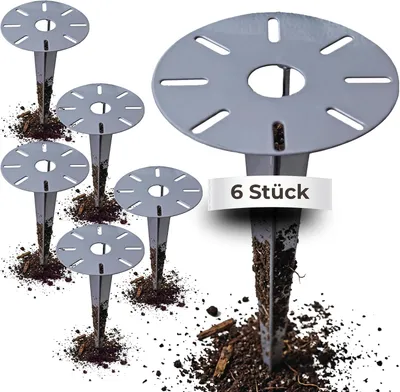 Obrázek produktu pro Novatool zahradní kolíky - Sada 6 kusů - Ø 15,5 x V 30,5 cm - Zinkované - Kotvy do země pro lampy - Podlahové krytky - Kotvy do země