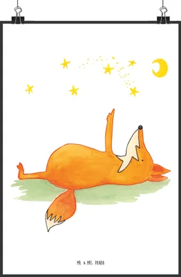 Produktbild von Mr. & Mrs. Panda Bild Fuchs Sterne DIN A1 - Weiß - Geschenk, Spruch Positiv, Wandbild, Füchse, Mond, Sternengucker, Plakat, Kunstdruck, wanddeko, drucke