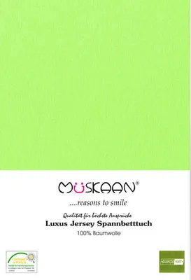 A product image with a light green background and text and logos at the bottom.