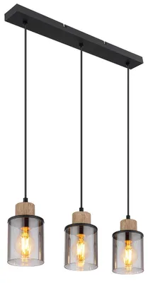 Produktbild von Pendelleuchte, Holz braun, Glas rauch, H 120 cm