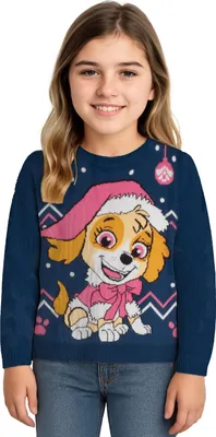 Produktbild von Paw Patrol Winterpullover für Mädchen - Skye Winter Strick Pullover Sweatshirt Ugly Sweater Blau/Pink 98-104