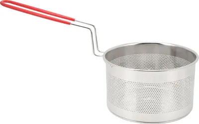 Produktbild von Runder Frittierkorb (16 cm Durchmesser) aus Edelstahl mit Griff für Pommes frites, Zwiebelringe, Hähnchen und Pasta