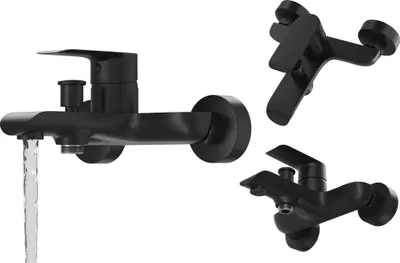 Produktbild von Granitan - Wannenarmatur - Badewannenarmatur Höhe 10,3 cm - Mischbatterie Schwarz - Messing - VITO