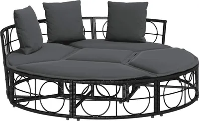 Produktbild von vidaXL Outdoor-Loungebett ohne Dach Schwarz Poly Rattan