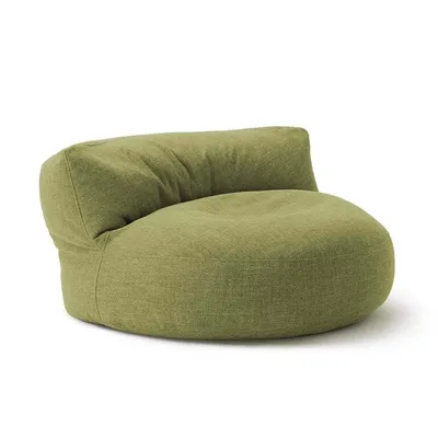A single green bean bag chair on a white background.