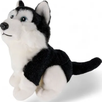 Obrázek produktu pro Carl Dick Husky, černý, sedící, pes, cca 16 cm 1672004 Plyšová hračka, měkká hračka, plyšové zvíře