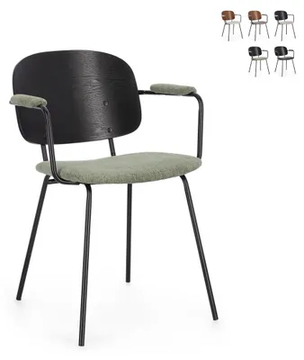 Image de Lot de 2 chaises avec accoudoirs Sienna, en vert et noir
