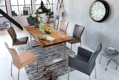 Produktbild von SIT Esstisch Baumkante massiv Akazie nussbaum 220 x 100 silber