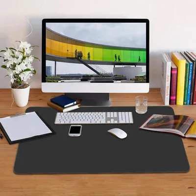 Image de Sous-mains pour ordinateur portable Tapis de bureau, Sous-mains double face ultra-minces 80*40cm/noir