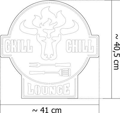 Produktbild von Gartenschild | Grill Schild | Bulle Grill & Chill Lounge | Stahl, Farbe:BBQ Lounge Schwarz