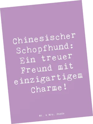 Produktbild von Mr. & Mrs. Panda Postkarte Spruch Chinesischer Schopfhund Charme - Lavendeltraum - Geschenk, Hunderasse, einzelkarte, Hundeliebhaber, Ansichtskarte, liebevoll, Grußkarte