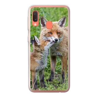 Produktbild von MuchoWow® Handyhülle Schutzhülle Hülle für Samsung Galaxy A20e Füchse - Kind - Gras Silikon Softcase Handy Hülle - Abdeckung