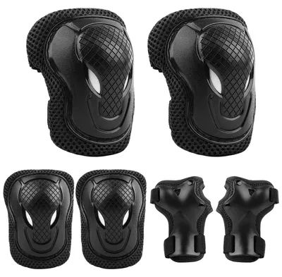 Image de Protège-genoux enfant - Set de 6 - Noir - Taille S - Pour roller, trottinette et vélo