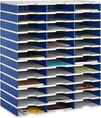 Produktbild von styro Sortierstation Styrodoc grau/blau mit 36 Fächern