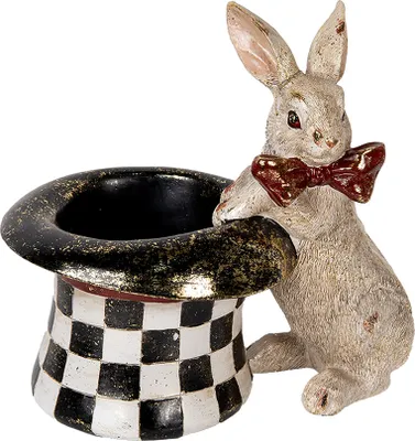 Immagine prodotto di Clayre & Eef Figura decorativa coniglio 25x16x23 cm Beige Nero Plastica