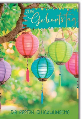 Produktbild von Geburtstag Glückwunschkarte mit Briefumschlag Lampions