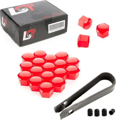 Produktbild von 20x Radschrauben Kappen 17 mm rot Glanz für ALFA ROMEO FIAT LANCIA SUBARU TOYOTA