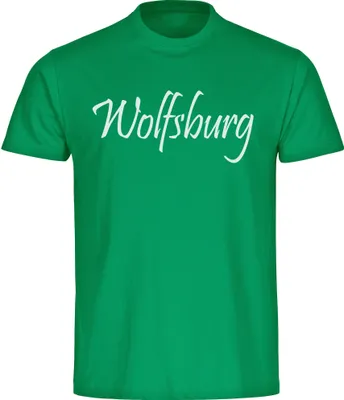 Produktbild von multifanshop Herren T-Shirt - Wolfsburg - Schriftzug, grün, Größe XL