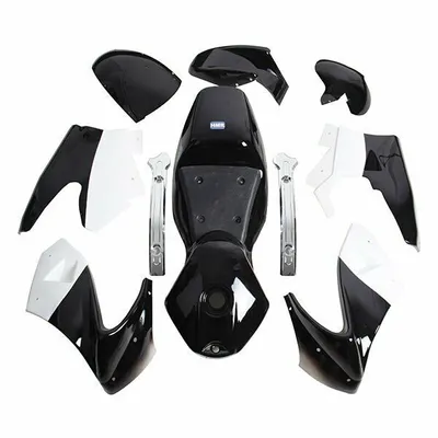 Produktbild von Verkleidung Set komplett Schwarz-Weiss Pocket Bike - HMParts