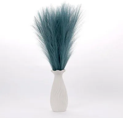 Image de Décoration en herbe de la pampa artificielle, 55 cm, bleu Tiffany, 20 pièces