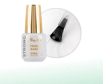 Image de Base coat hybride "Strong Base Pro" pour salon de beauté, sans HEMA/Di-HEMA, 15 g. Base transparente renforçante pour les ongles naturels et les ongles flexibles
