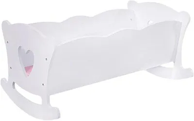 Productafbeelding van Poppenbed - Poppenwieg Speelgoed - Rollenspel - Schommelbasis - 52.5 x 27.5 x 25 cm - Houtkleur
