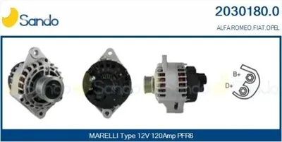 Produktbild von SANDO 2030180.0 Lichtmaschine Generator LiMa 120A 12V für OPEL ZAFIRA B (A05) Astra H Caravan (A04) Astra H Schrägheck (A04) Astra H GTC (A04)