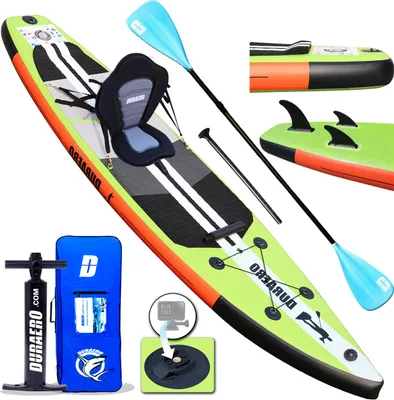 Produktbild von Stand up Paddling Board Aufblasbare SUP Board Set, inkl. Kajak Sitz, 330x76x15cm, Tragkraft bis 150Kg, Cam Halterung, Integrierte Kick-Pad, 3 Finnen,
