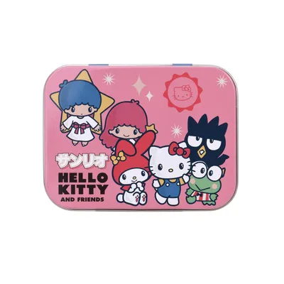 Produktbild von 1x Home-Flair Hello Kitty Freunde Rosa Kinder Pflaster-Box mit 24 bunten Motiv-Pflastern in Metalldose – Hautfreundlich & Wasserabweisend