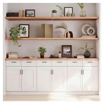Produktbild von Wandregal Hellbraun, 200 x 50 x (2-4) cm, behandeltes Massivholz, Eiche