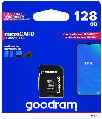 Zdjęcie produktu dla GOODRAM Karta Pamięci MicroSDXC 128GB CL10 UHS I + Adapter