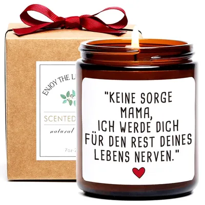 Immagine prodotto di Candela profumata alla cera di soia, rosa e sandalo, idea regalo per la mamma