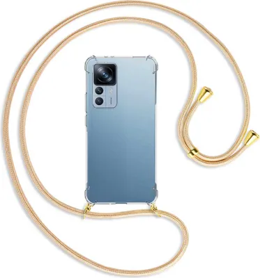 Produktbild von Handykette Backcover-Schutzhülle mit Band (Metall goldfarben) für Xiaomi 12T (Pro), Redmi K50 Ultra - Goldkordel
