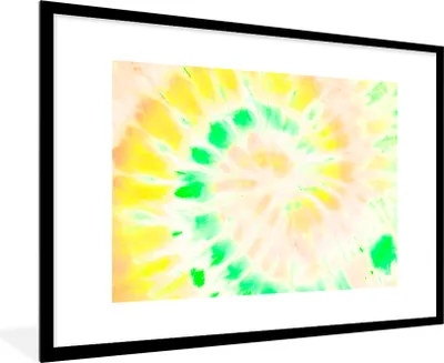 Produktbild von MuchoWow® Gerahmtes Poster Krawattenfärbung - Gelb - Grün 90x60 cm - Poster mit Schwarzem Bilderrahmen Wandposter Rahmen Foto Bilder - Wanddekoration - Fotos