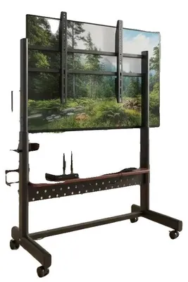Obrázek produktu pro Televizní stojan, výškově nastavitelný, pojízdný, černý