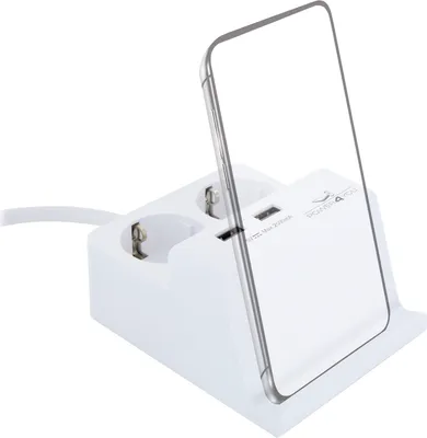 Produktbild von Smartphone-Halter mit 2x Steckdose + 2x USB 2.0 A