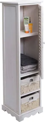 Zdjęcie produktu dla Szafka łazienkowa HWC-H20, szafka łazienkowa półka łazienkowa, 120x27x29cm lite drewno ~ shabby white