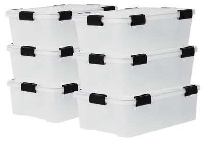 Produktbild von Iris Ohyama Luftdichte Kunststoff-Aufbewahrungsboxen mit Deckel, 30L, 6er-Set, T