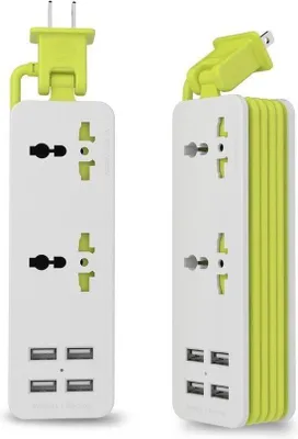 Image de Station de recharge USB en forme de grain de riz avec 2 sorties et 4 ports USB intelligents - câble de 1,5 m