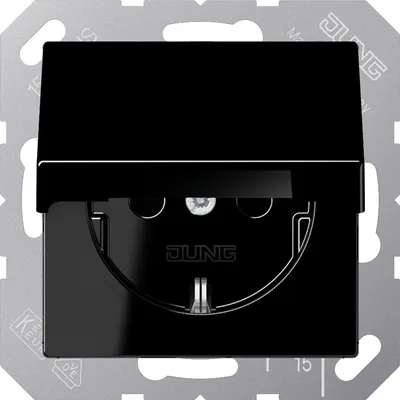 Produktbild von Jung A1521BFKLSW SCHUKO® Steckdose mit Klappdeckel