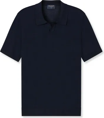 Produktbild von OLYMP modern fit gebreide polo katoen met lyocell, korte mouw, donkerblauw